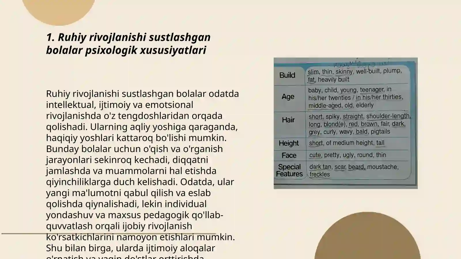 Ruhiy rivojlanishi sustlashgan bolalar rivojlanishining o'ziga xos xususiyatlari 3