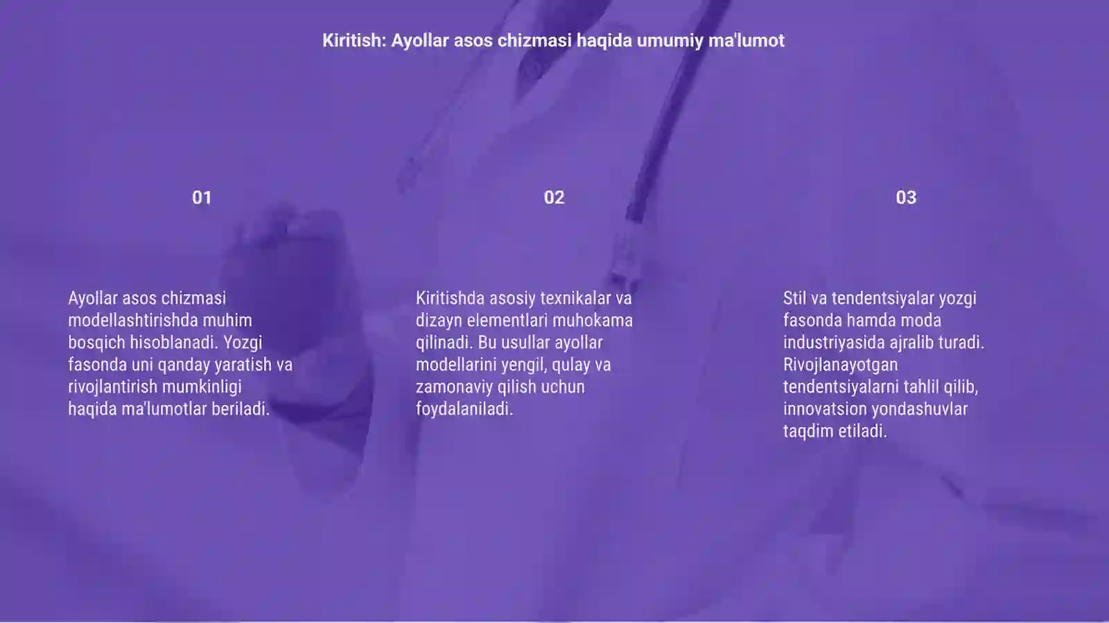 Ayollar asos chizmasini yozgi fasonda modellashtirish 3