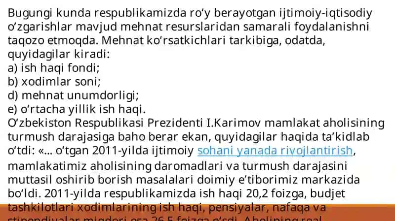 Mehnat resurslari bilan ta`minlanganlikvamehnat unumdorligini tahlil qilish 3