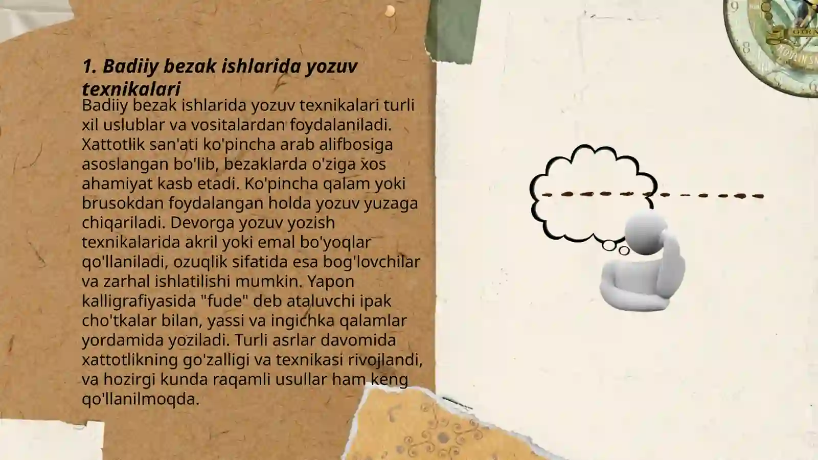Badiiy bezak ishlarida yozuv texnikalari 3