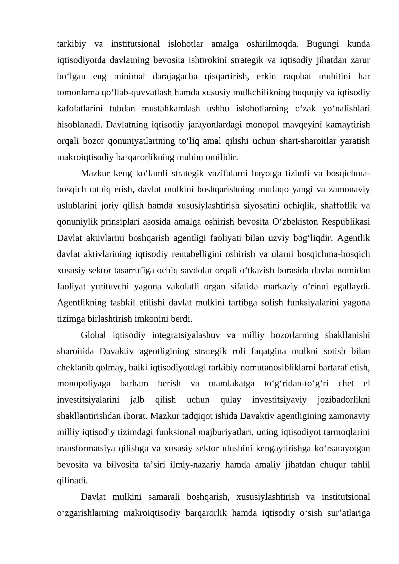 O'ZBEKISTON RESPUBLIKASI DAVLAT AKTIVLARINI BOSHQARISH AGENTLIGINING IQTISODIYOTDAGI ROLI VA FUNKSIYALARI 3