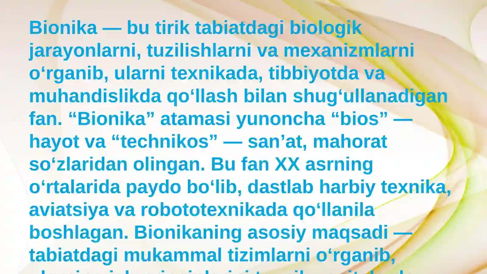 Bionika asoslari va uni inson hayotidagi oʻrni 3
