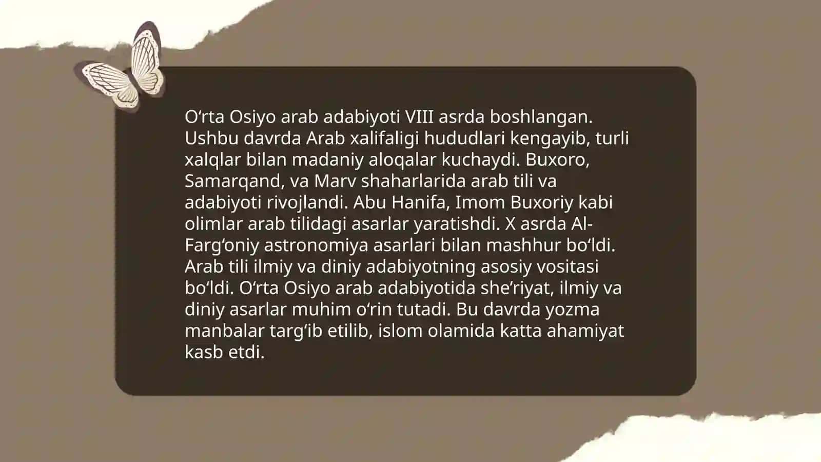 O‘rta Osiyo arab adabiyoti 3