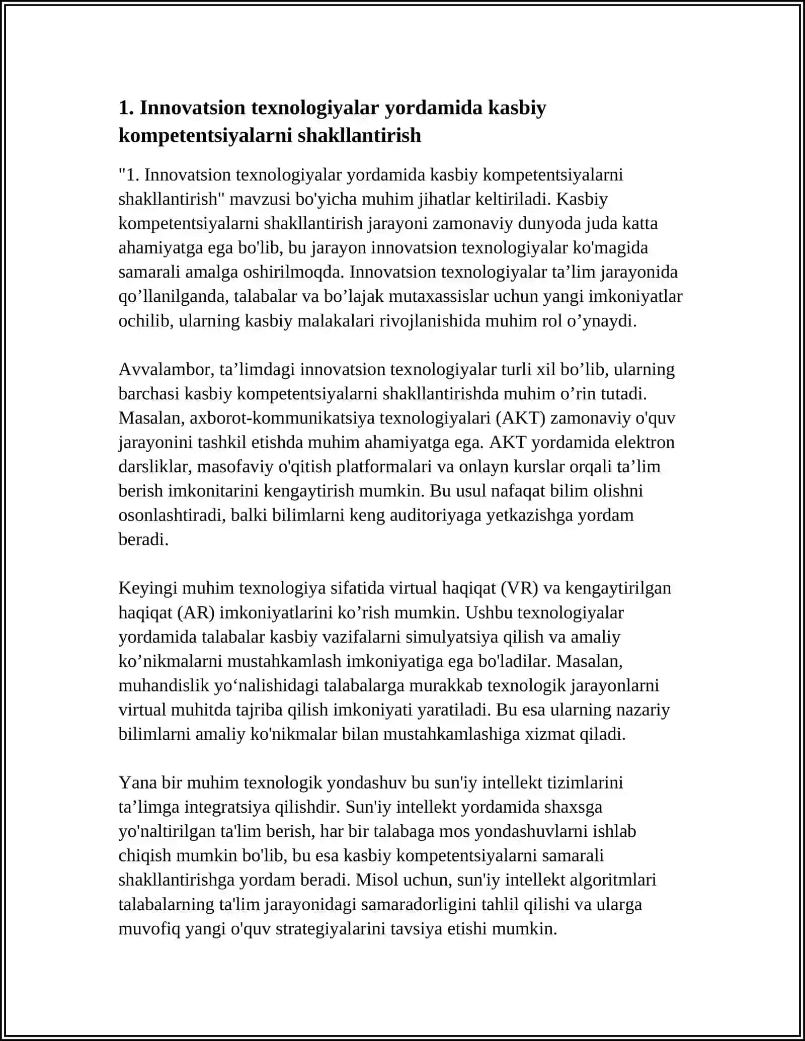 BO’LAJAK MUTAXASSISLARNI TAYYORLASHDA INNOVATSION TEXNOLOGIYALARDAN FOYDALANISH 3