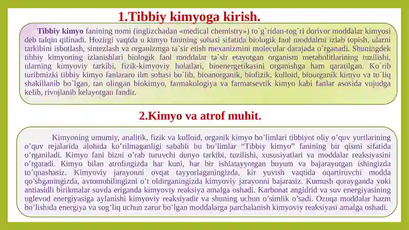 Tibbiykimyogakirish 3