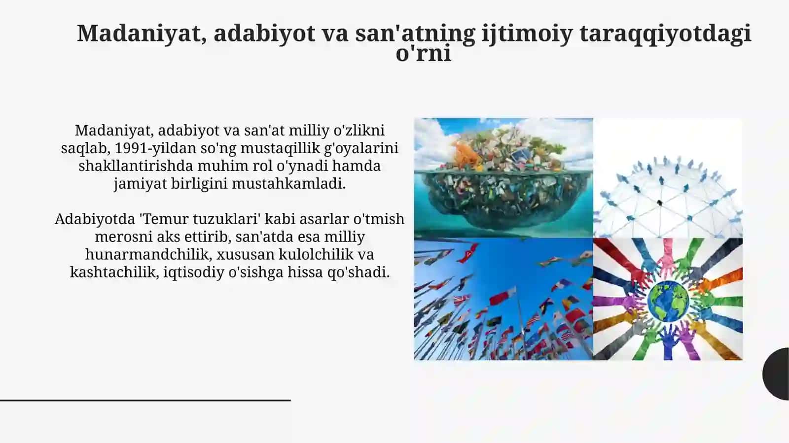 Madaniyat,adabiyotvasan’atsohalarimamlakatijtimoiytaraqqiyotiningmuhimbo‘g‘ini 3