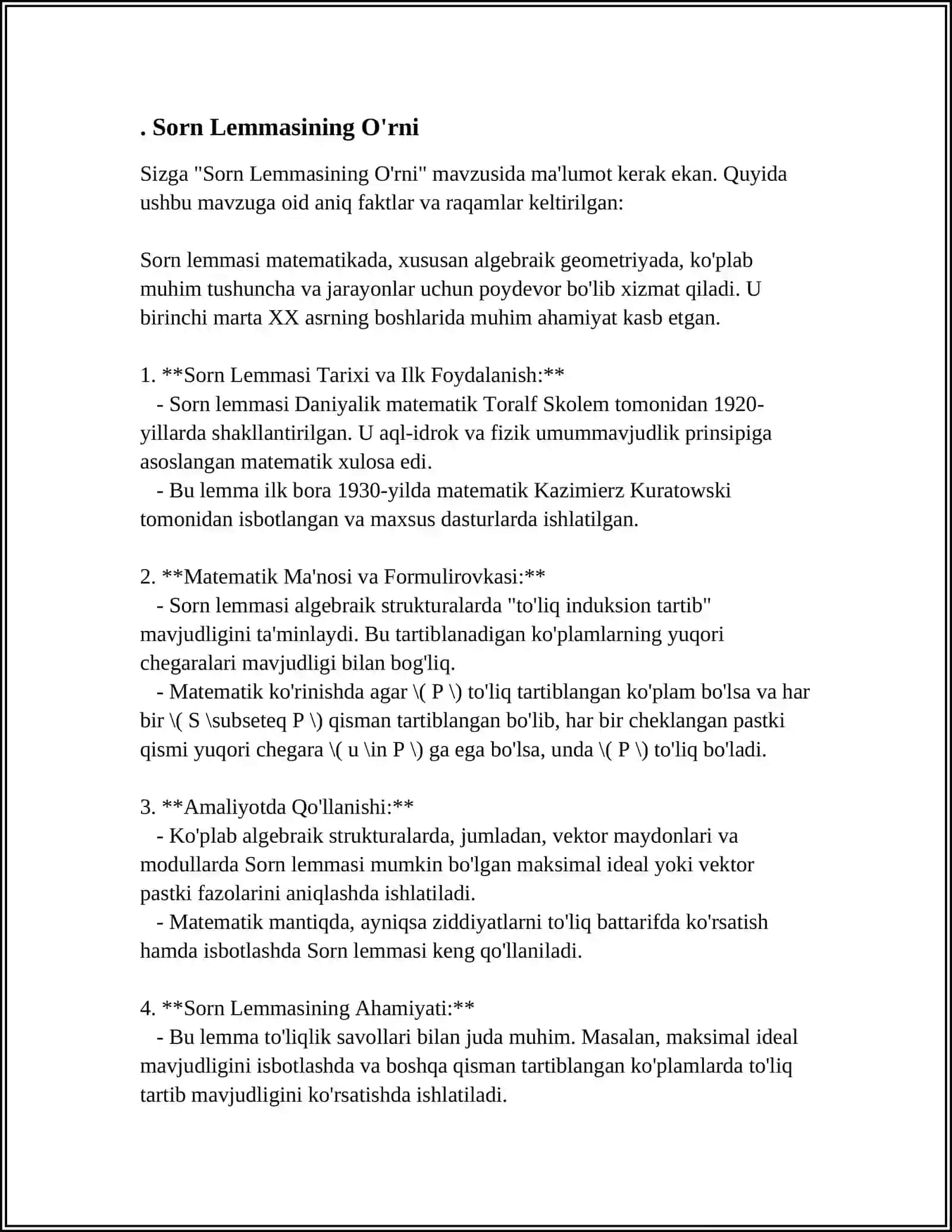 SORN LEMMASI. CHEKLI VA CHEKSIZ TO‘PLAMLAR. EKVIVALENT TO‘PLAMLAR. MISOLLAR. BANAX FAZOLARI VA UNGA MISOLLAR 3