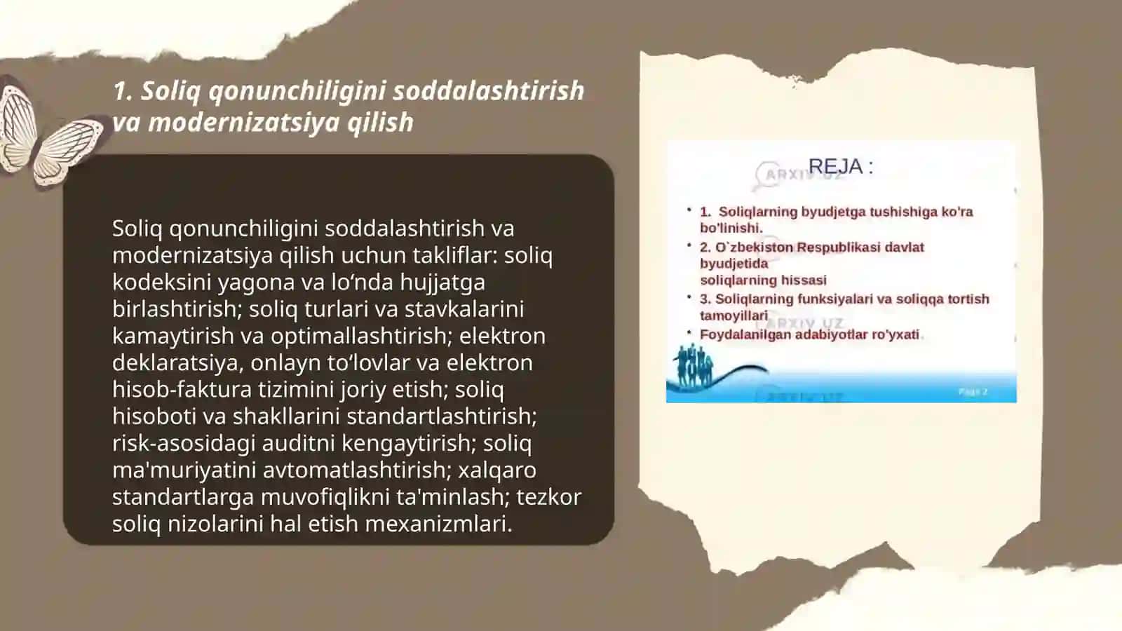 O'zbekiston Respublikasida Soliq siyosatining takomillashtirish yo'llari Rahmonberdiyeva Charos 3