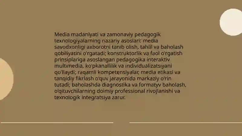 Media madaniyat va inavatsion pedagogik texnologiyalar 3