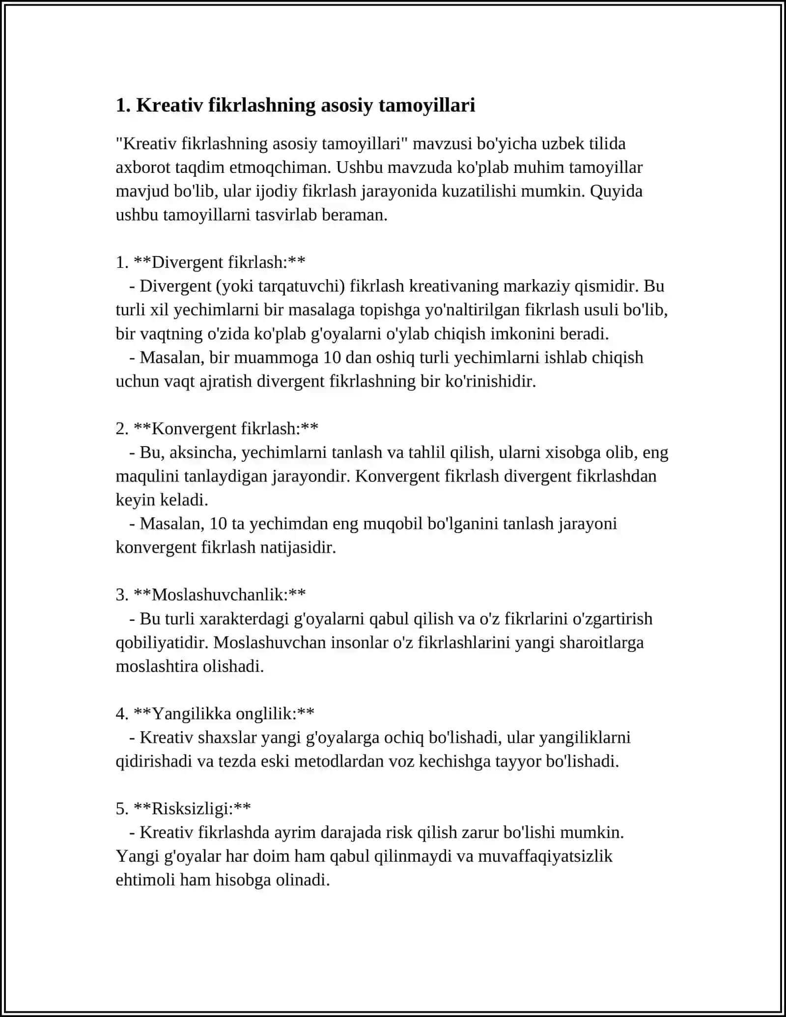 KREATIV FIKRLASH UNING OʻZIGA XOS XUSUSIYATLARI 3