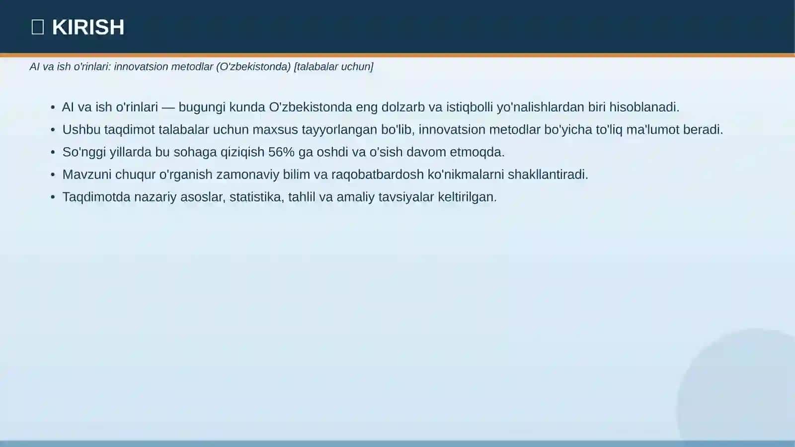 AI va ish o'rinlari: innovatsion metodlar (O'zbekistonda) [talabalar uchun] 3