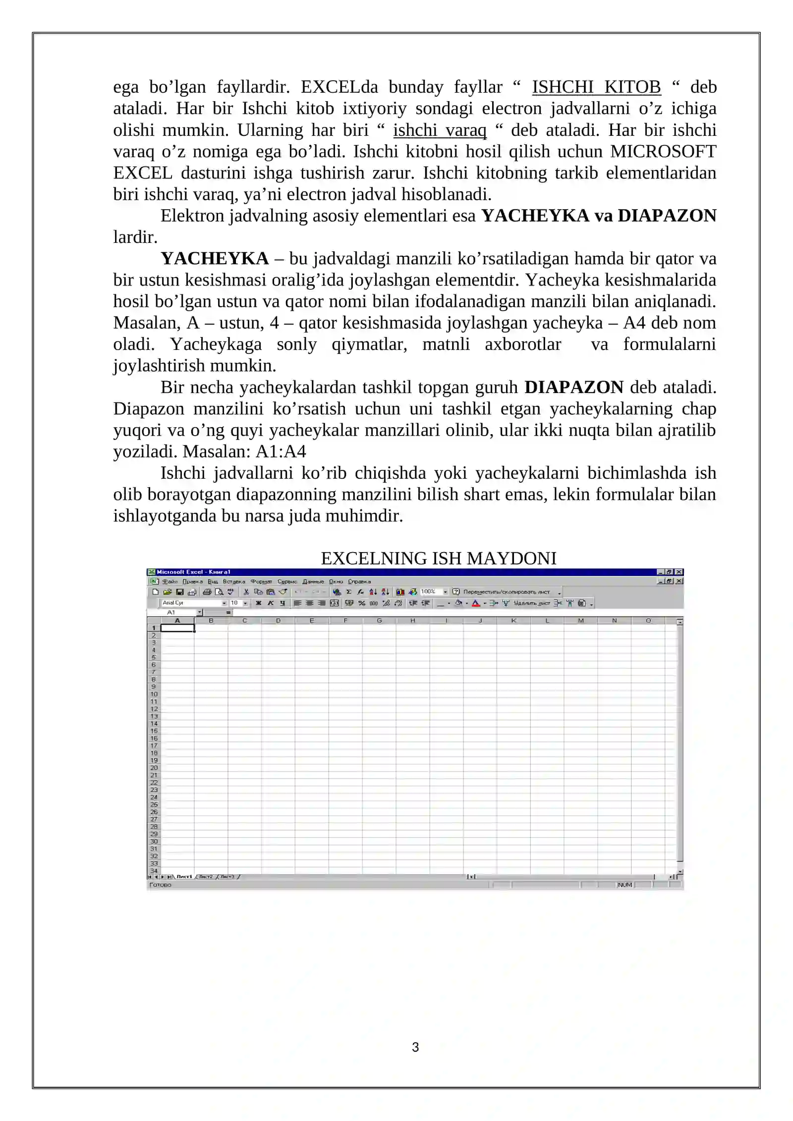 MICROSOFT EXCEL DASTURI 3