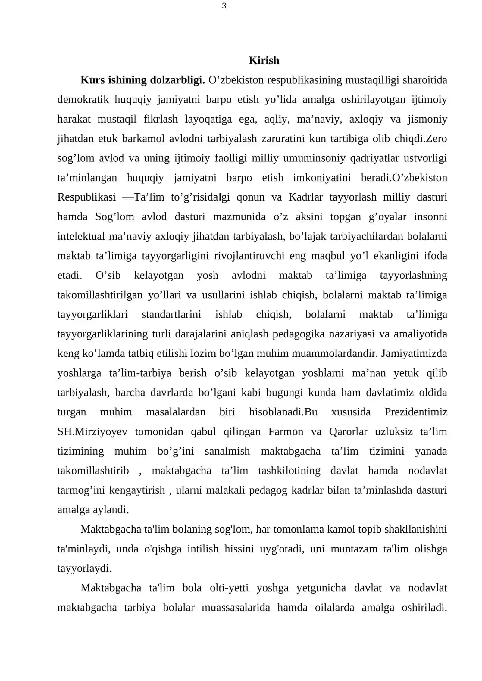 BOLALARNI MAKTAB TA’LIMIGA TAYYORLASHDA TA’LIM-TARBIYAVIY JARAYONNING O‘RNI VA O‘ZIGA XOS XUSUSIYATLARI 3