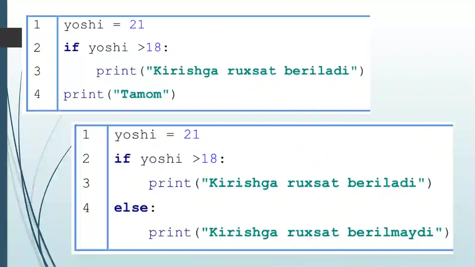 Python (Basic) if - shart amali (operatori). 3