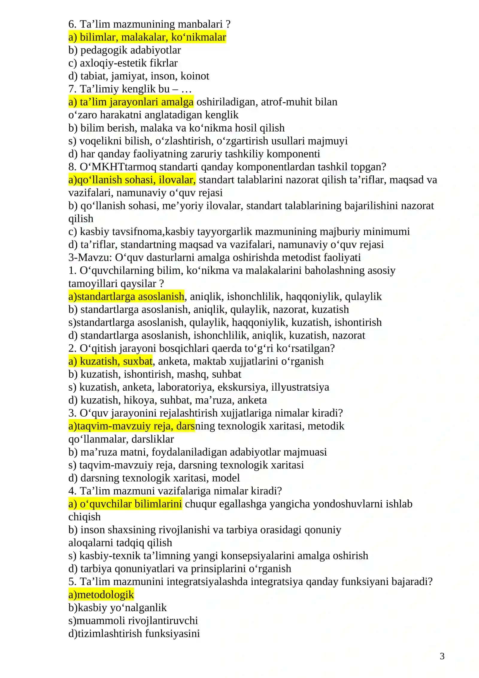 DMTT va Maktab direktorlari uchun menejerlik test lari javoblari 1-TEST KITOBCHA 3