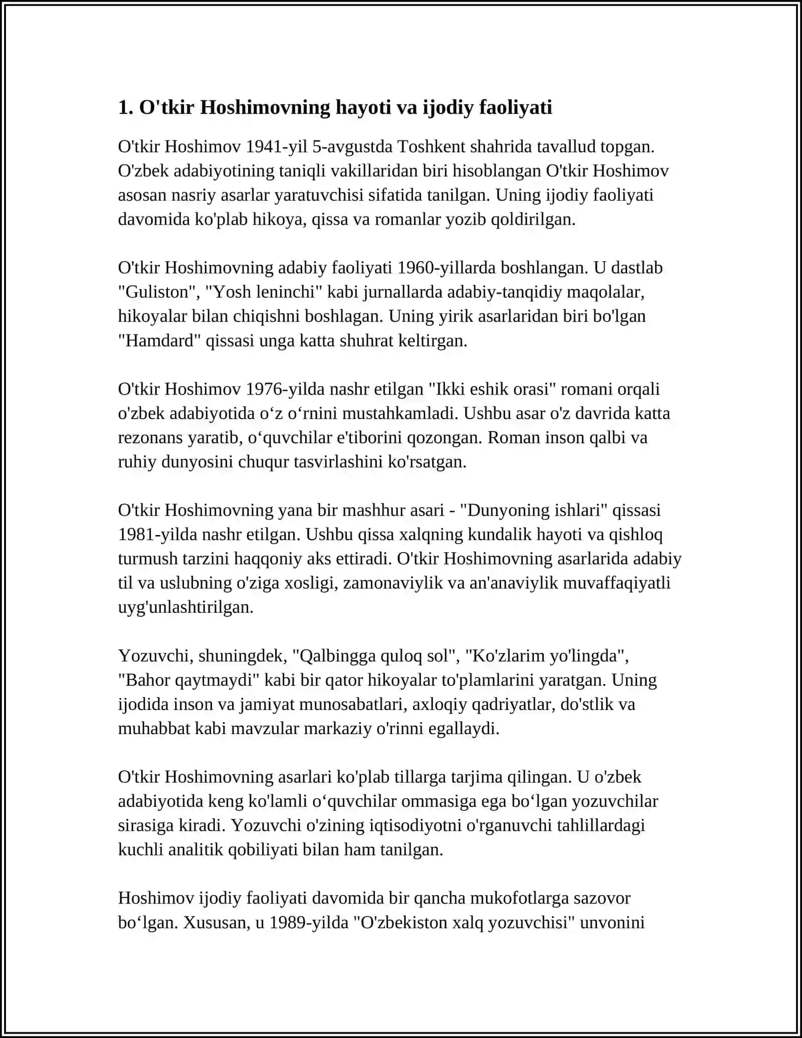 O'TKIR HOSHIMOV IJODI VA ADABIY TANQID 3