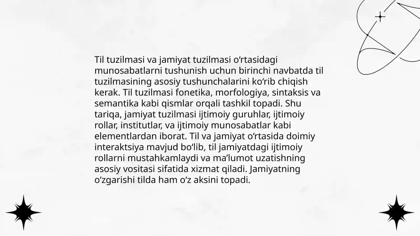 Jamiyat tuzilishi va til tuzilishi: korrelatsiya va differentsiatsiya 3