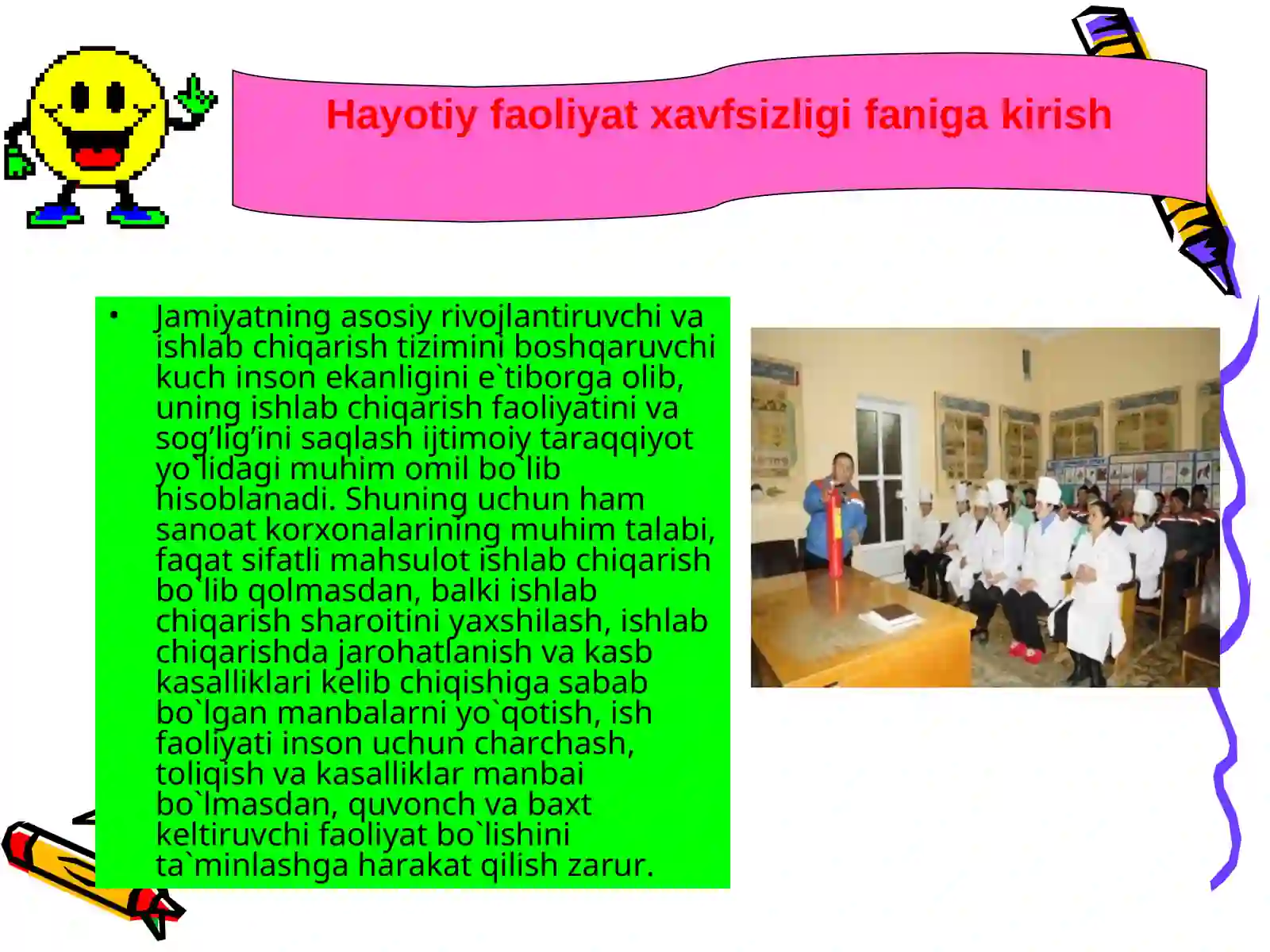 Hayot faoliyati xavfsizligi madanyatining umumiy tasnifi 3