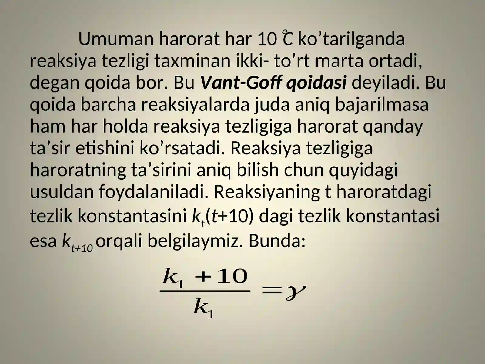 Kimyoviy reaksiyalar tezligi va harorat 3