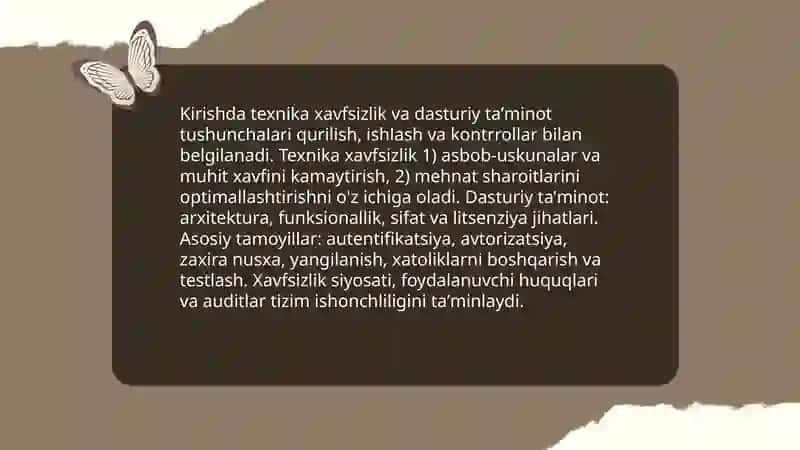 Kirish.texnika xavfsizlik va dasturiy taʼminot 3