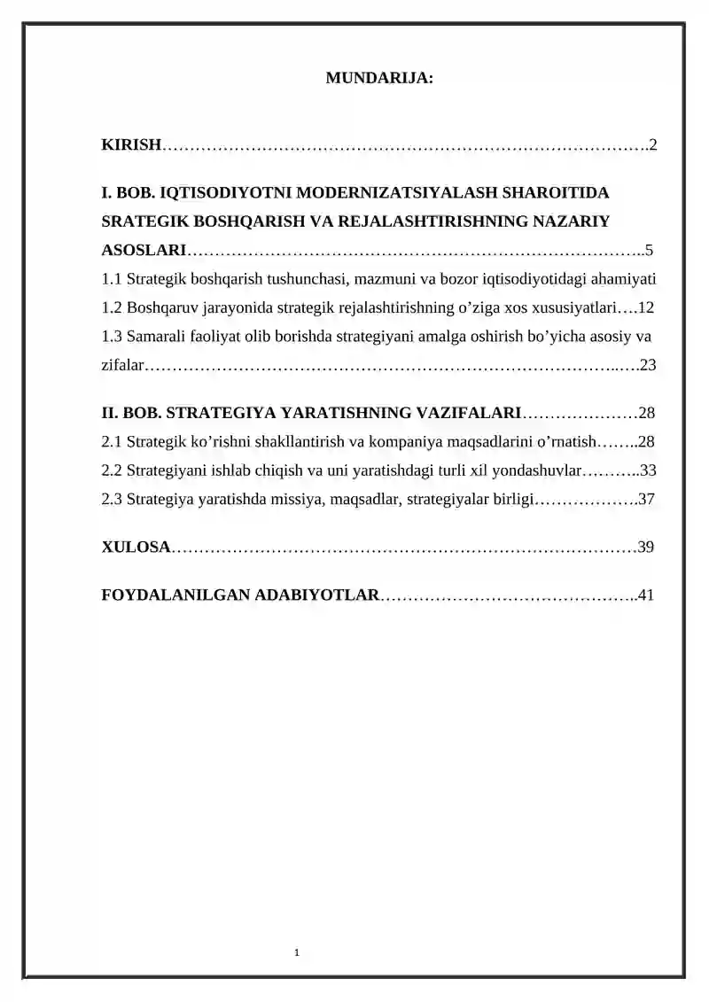 Strategik boshqaruv - Strategiya yaratishning vazifalari 3