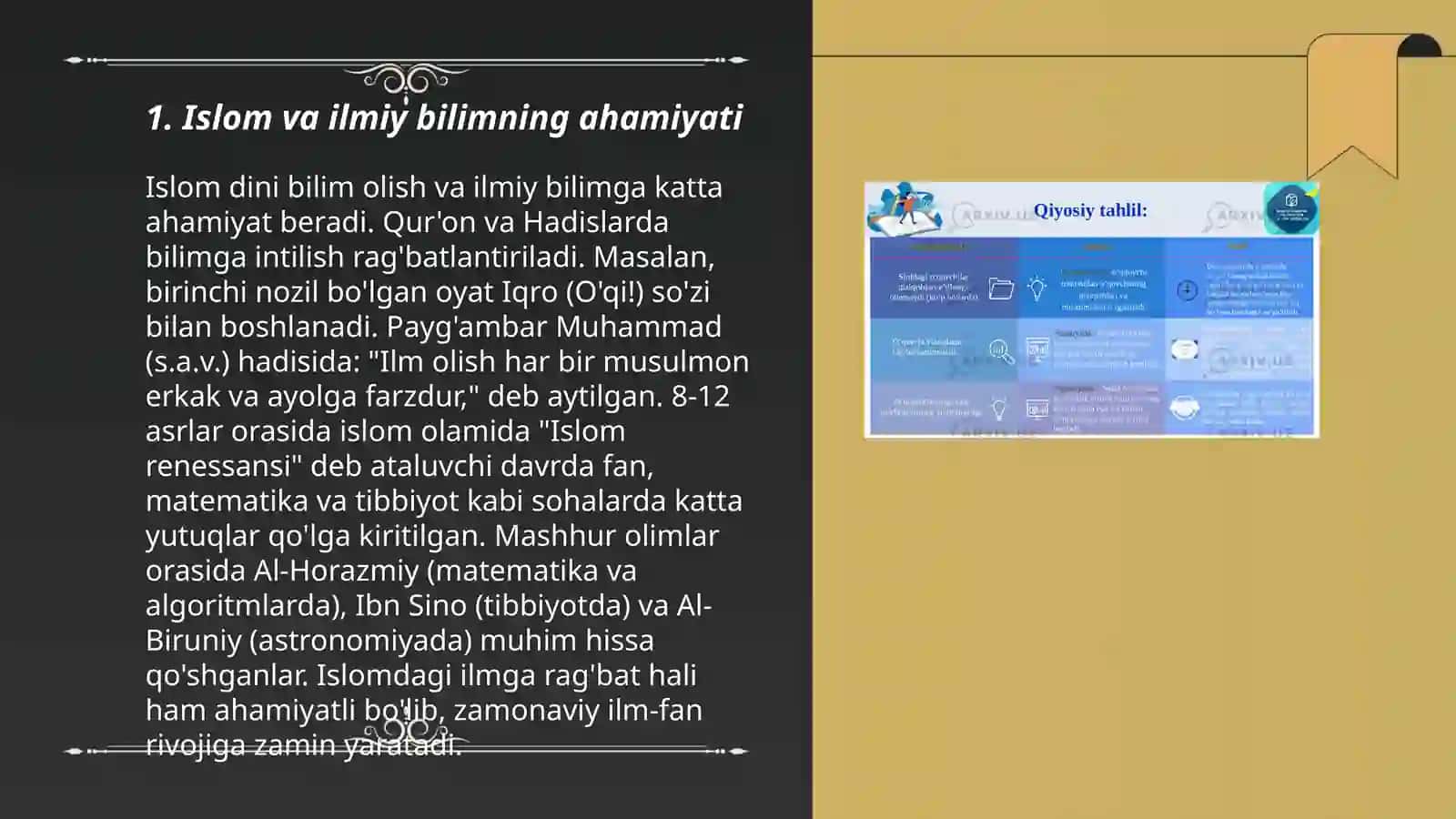 Islomda ilim bilimlandirish madenyati va korkam onar tarawinda munasebeti 3