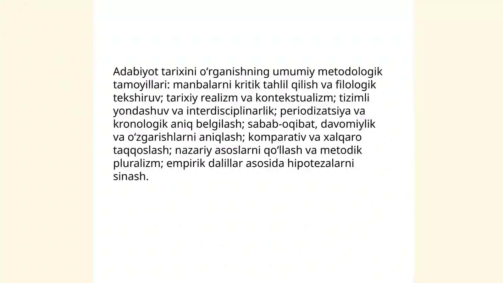 Adabiyot tarixining oʻrganishning metodologik asoslari va uni davrlashtirish tamoyillari 3