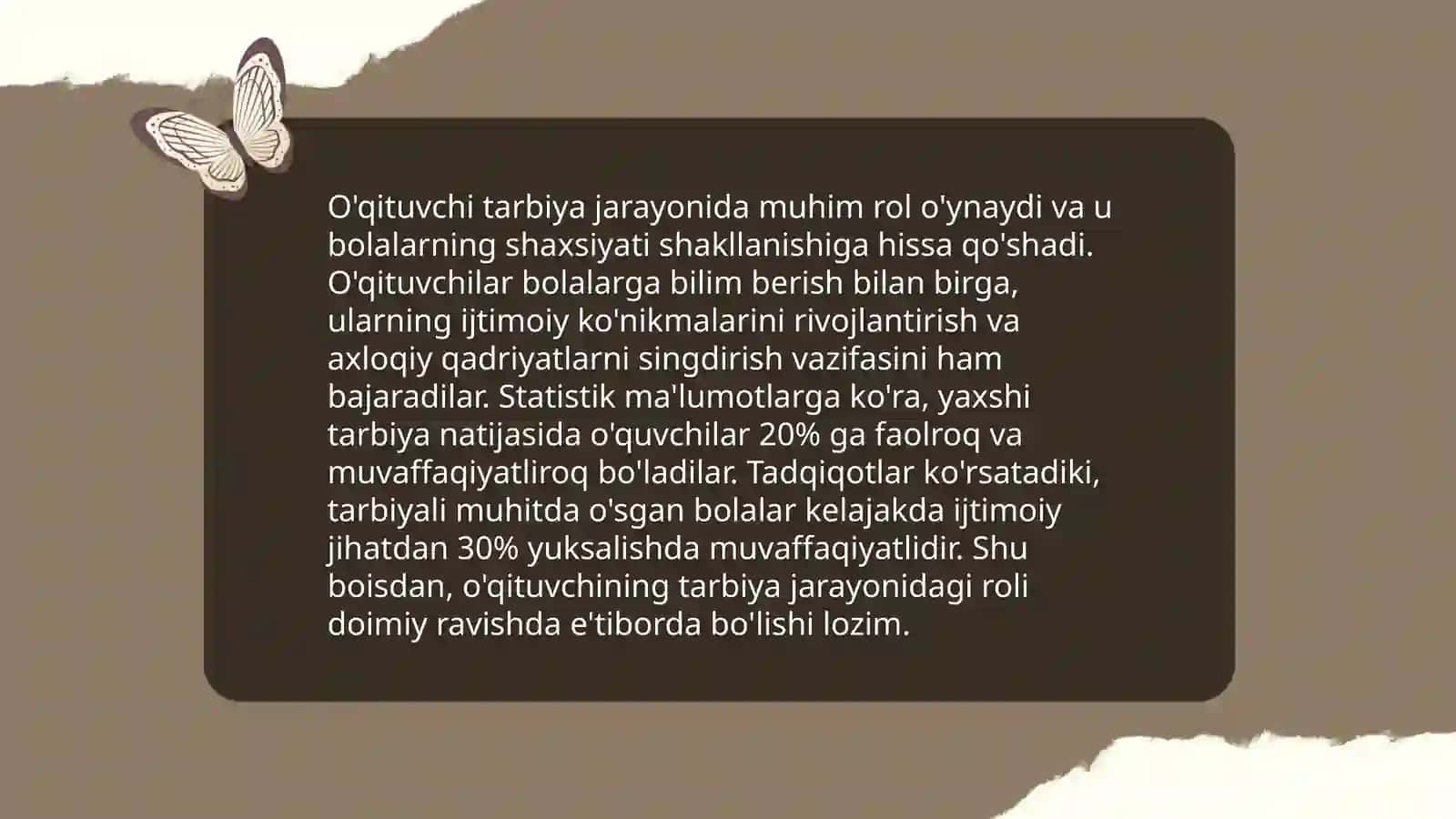 O'qituvchining tarbiya taxnologiyalari asosida pedagogik mahoratini oshirib borishi 3