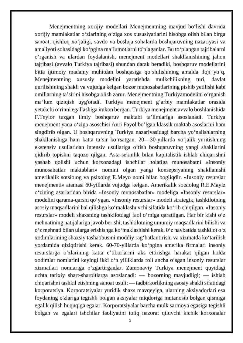 Menejmentni tashkil qilishning xorijiy tajribasi-Turkiya misolida 3