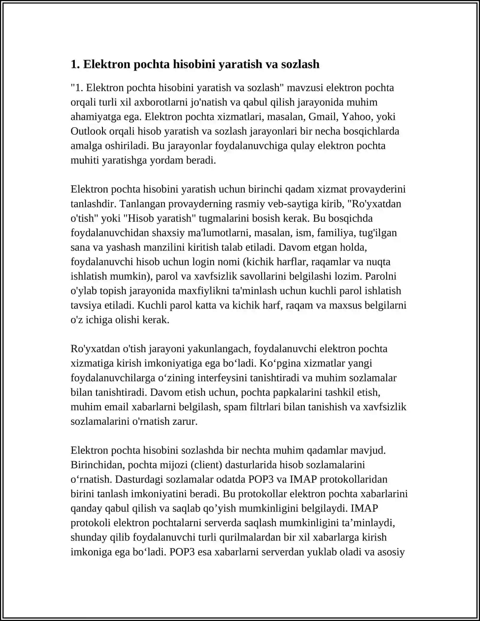 ELEKTRON POCHTA ORQALI TURLI XIL AXBOROTLARNI JONATISH VA QABUL QILISH 3