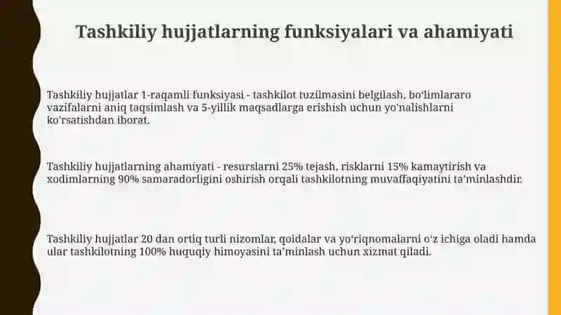 Tashkiliy hujjatlarning vazifasi va turlari 3