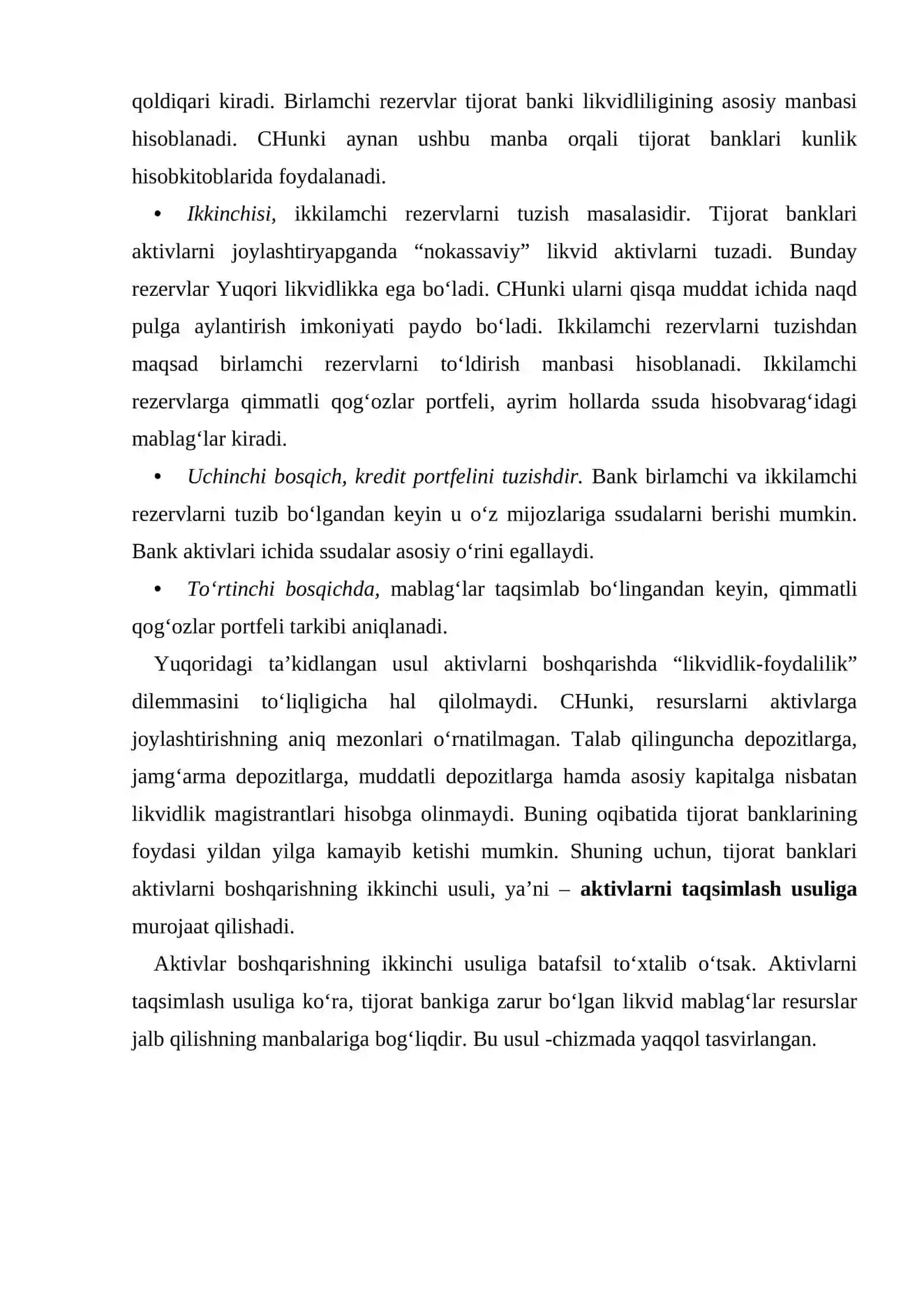 Tijorat banklari resurslari va ulardan samarali foydalanish yo’llari 3
