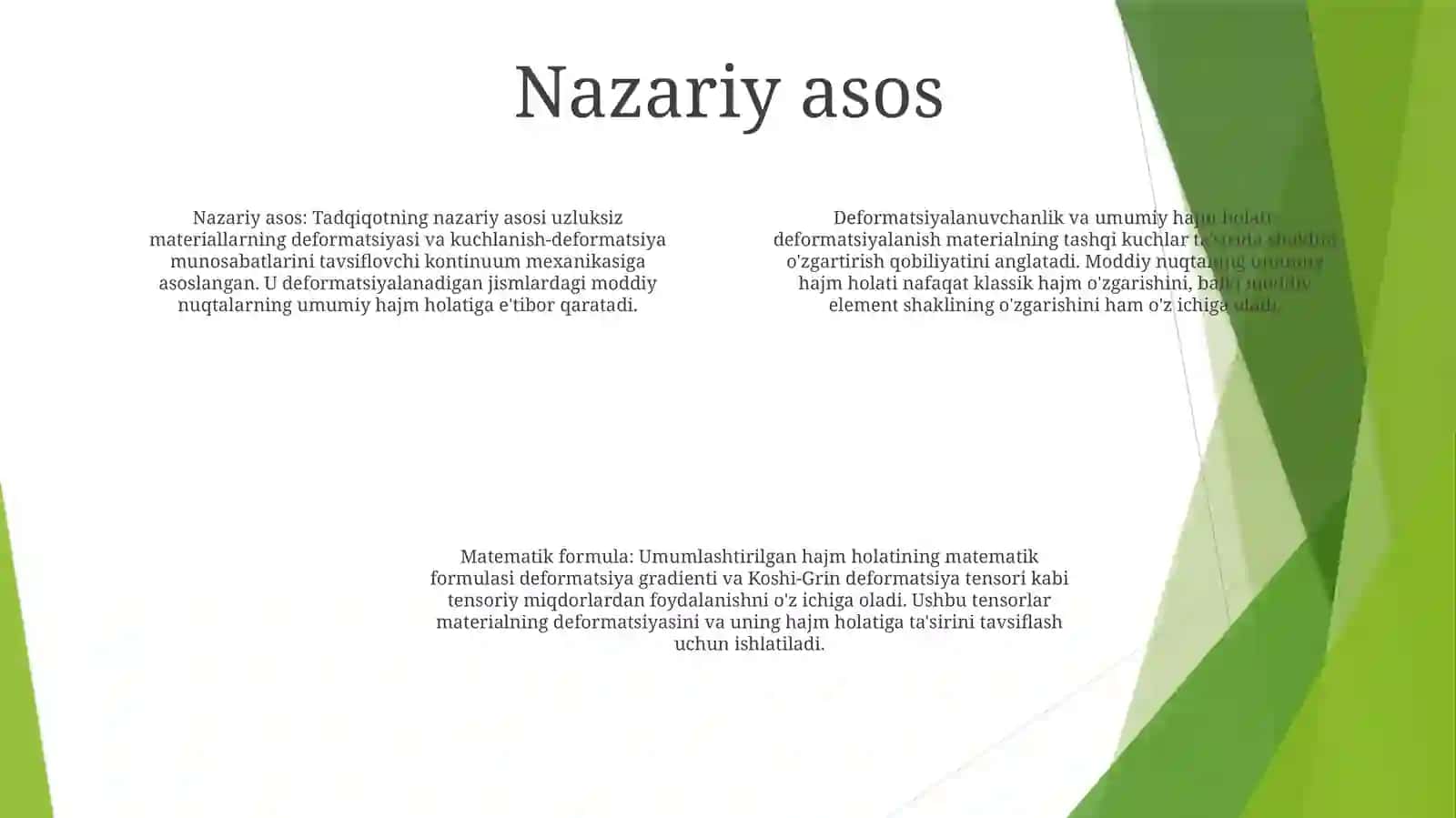 Deformatsiyalanuvchi Jism Nuqtalaridagi Umumlashgan Hajmiy Holati 3