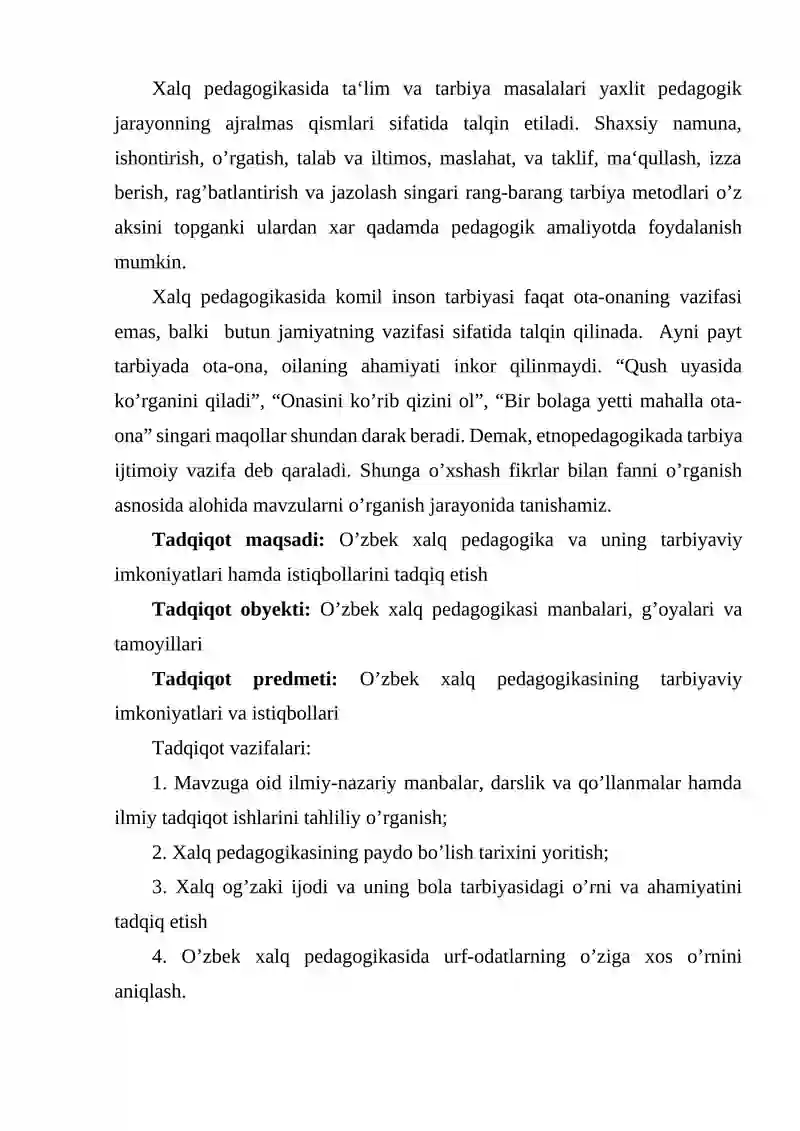 O’zbek xalq pedagogikasining imkoniyatlari va istiqbollari 3