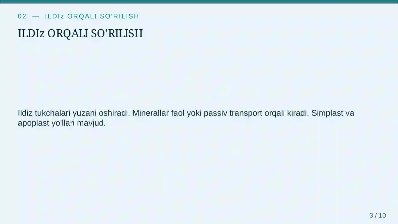 O'simliklarda suv va mineral moddalarning harakati 3
