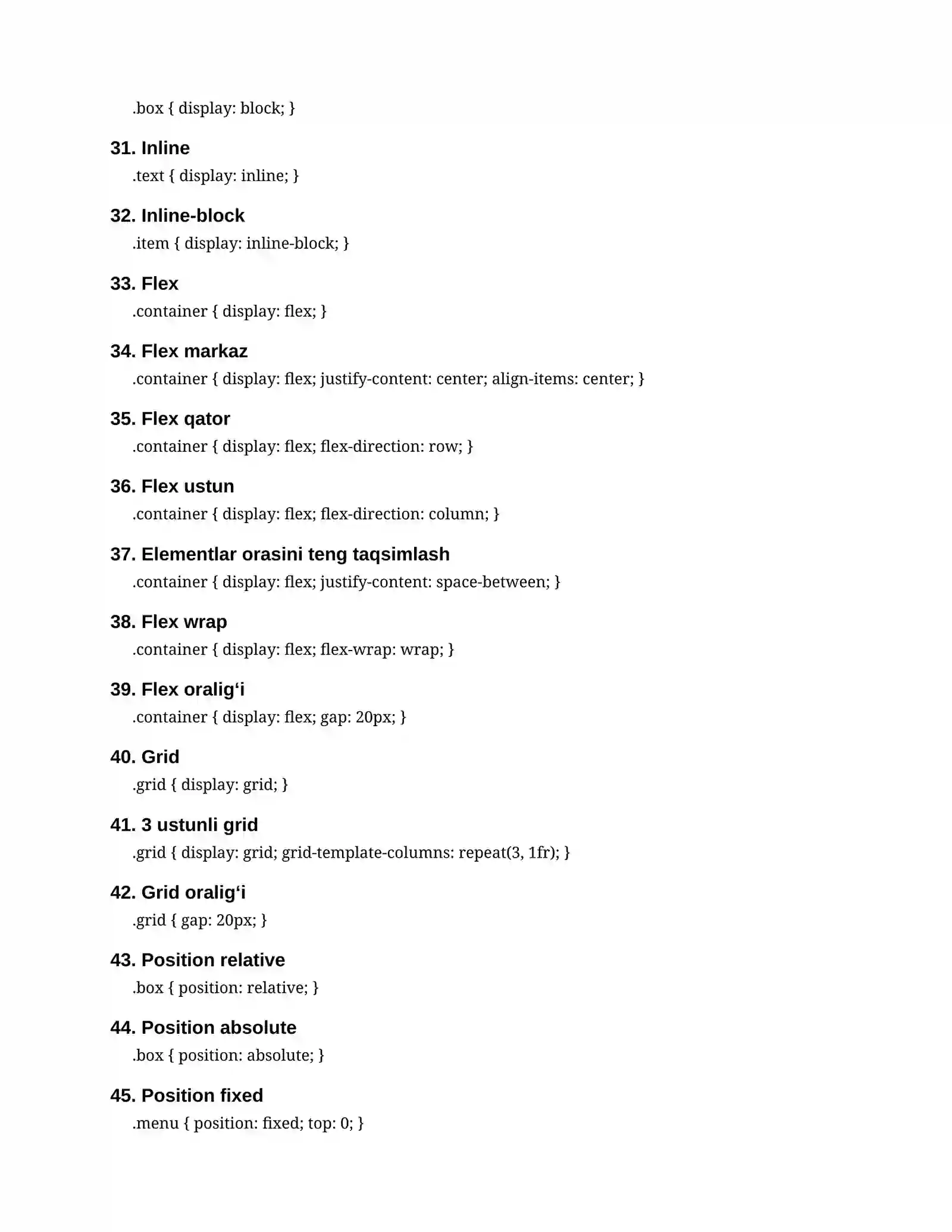 `100 ta tayyor CSS kod — HTML/CSS Frontend 3