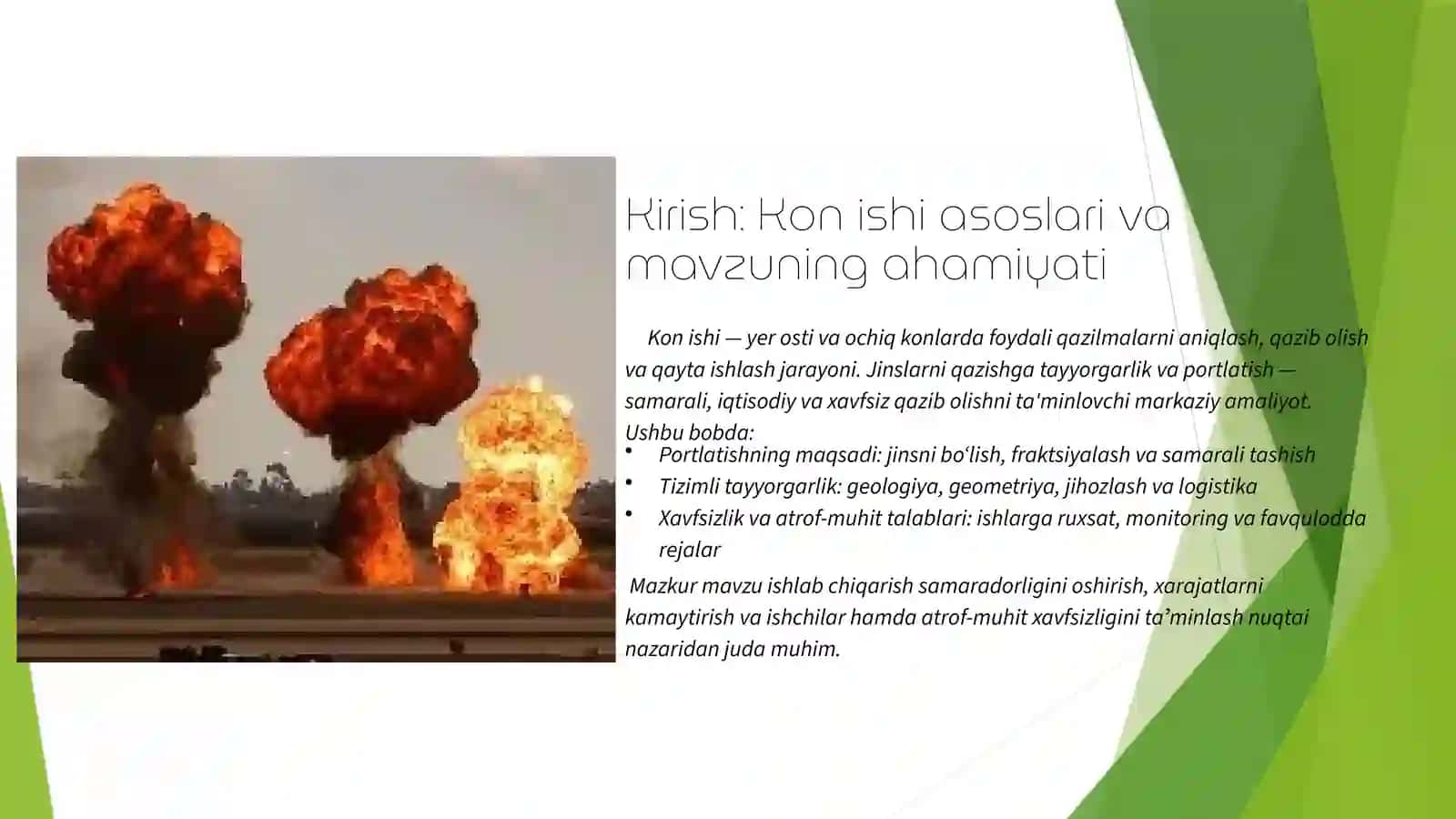 Kon jinslarini qazishga tayyorlash va portlatib buzish usullari 3