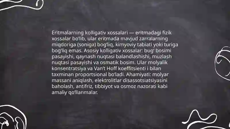 Eritmalarning kolligativ xossalari 3