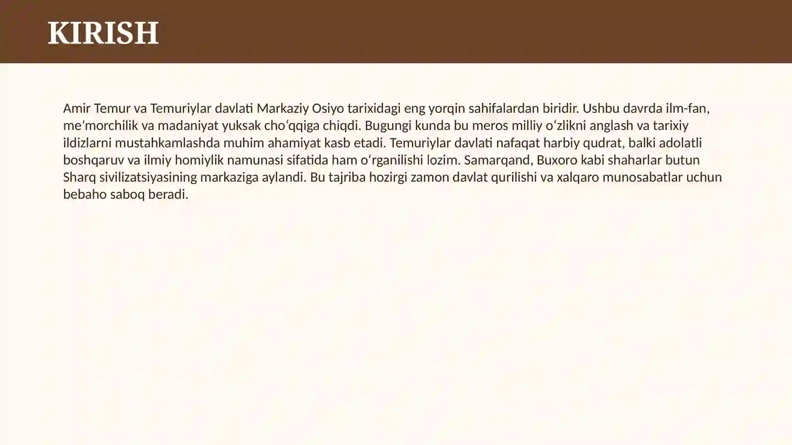 AMIR TEMUR VA TEMURIYLAR DAVLATI 3