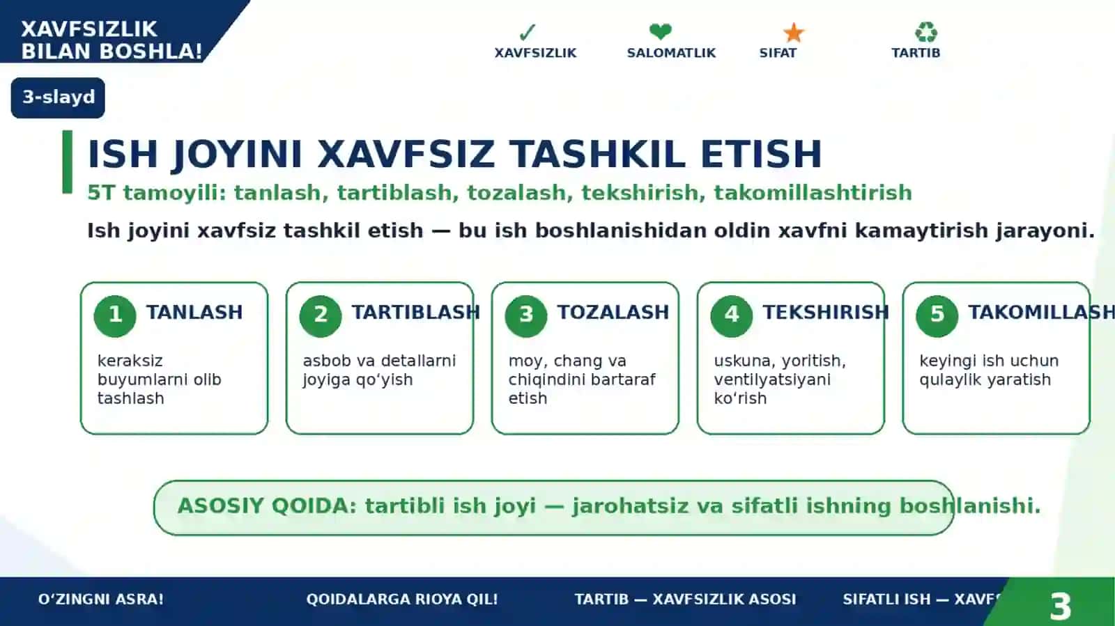 Ish joyini xavfsiz tashkil etish va shaxsiy himoya vositalaridan foydalanish 3