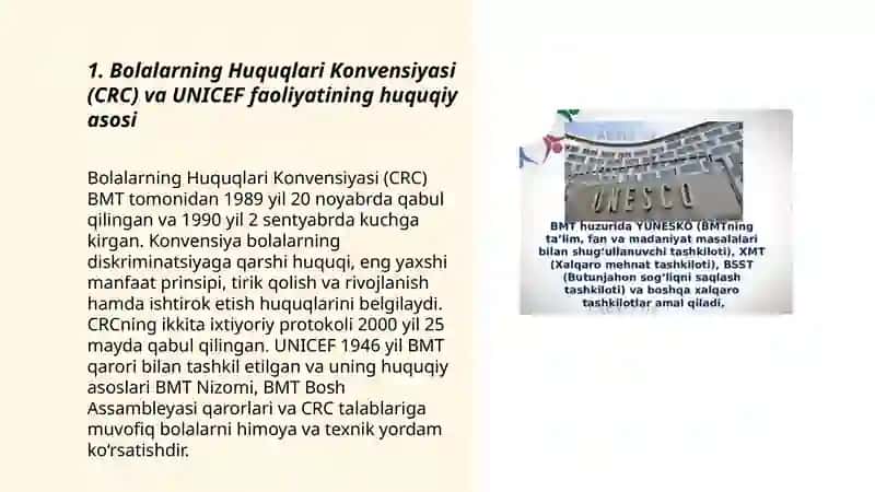 Bolalarning Huquqlari Konvensiyasi (CRC) va UNICEF Faoliyatining Huquqiy Asoslari 3