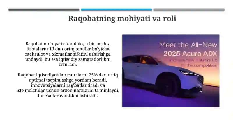 Raqobat va raqobatning iqtisodiyotdagi roli raqobat turlari va modellari 3