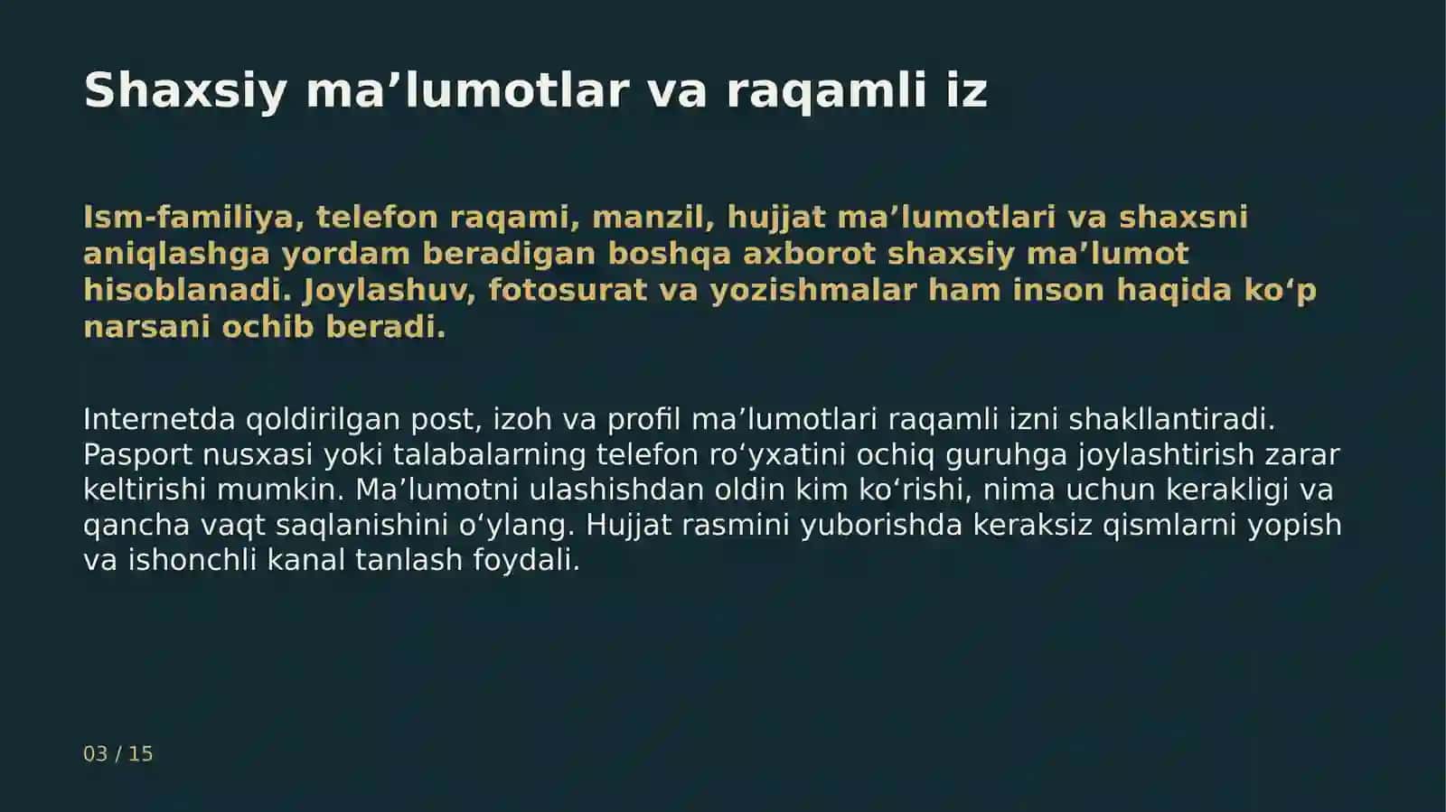 Kiberxavfsizlik va shaxsiy ma’lumotlarni himoyalash 3