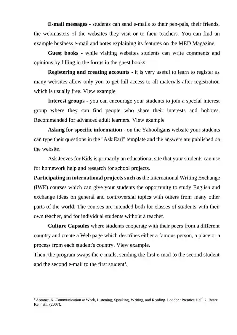 Using the internet in learning reading, listening and writing 3