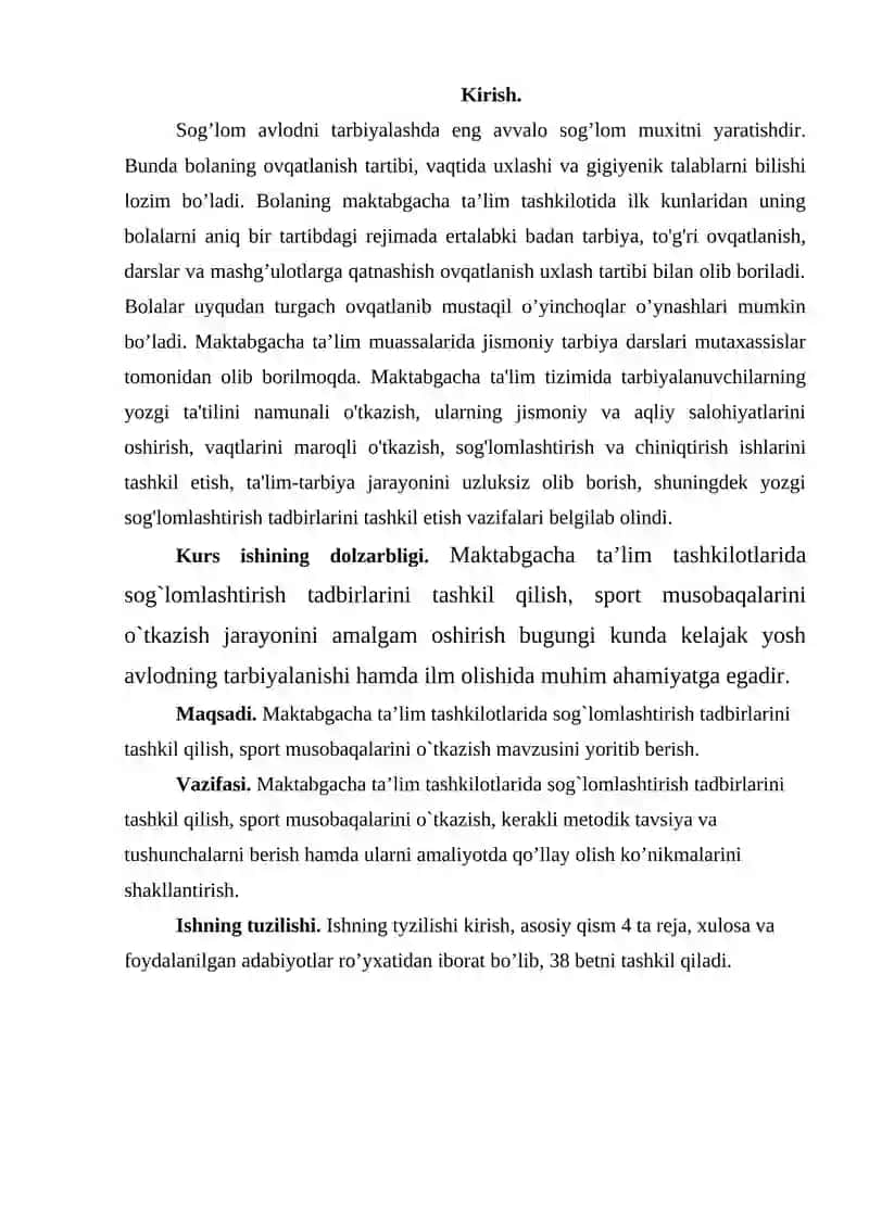 Maktabgacha ta'lim tashkilotlarida sog'lomlashtirish tadbirlarini tashkil qilish, sport musobaqalarini o`tkazish 3