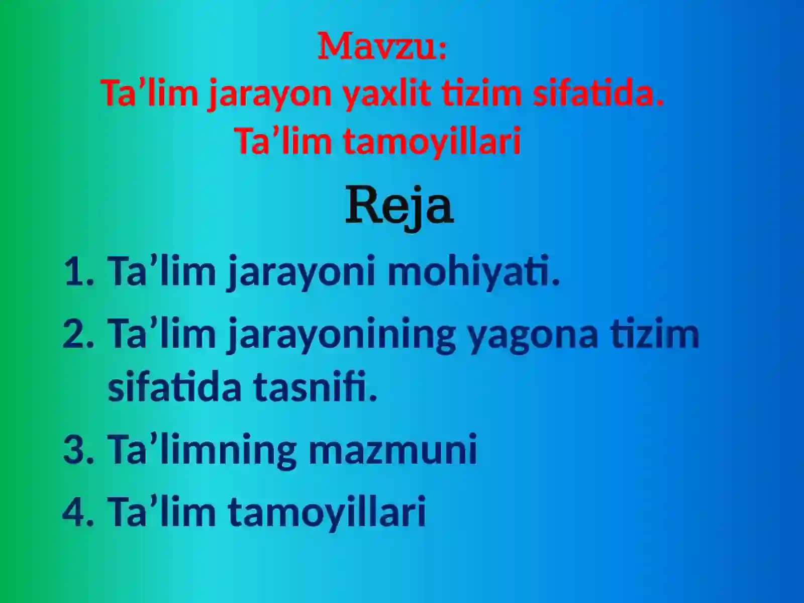 Ta'lim jarayoni yaxlit tizim sifatida 3