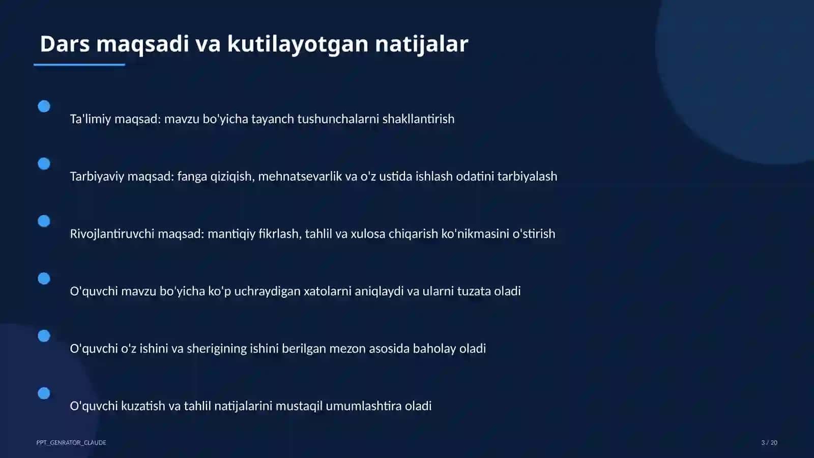 Dars rejasi 3