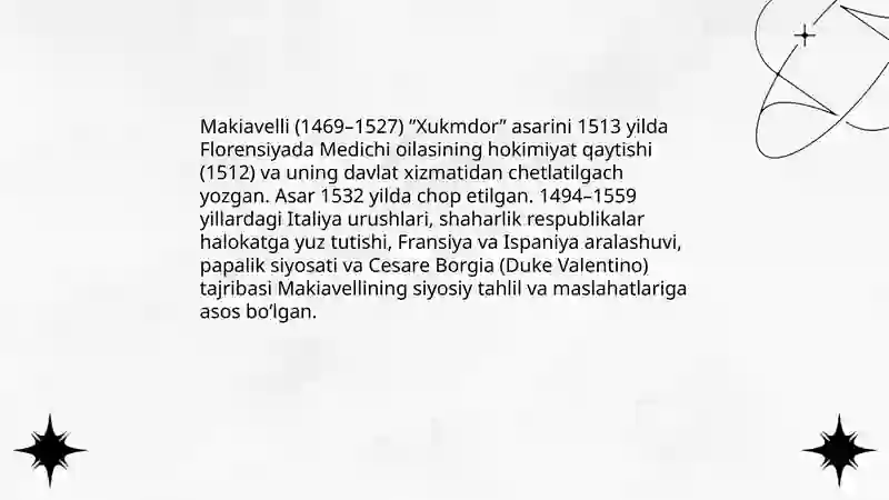 Makiavellining "Xukmdor" asari 3