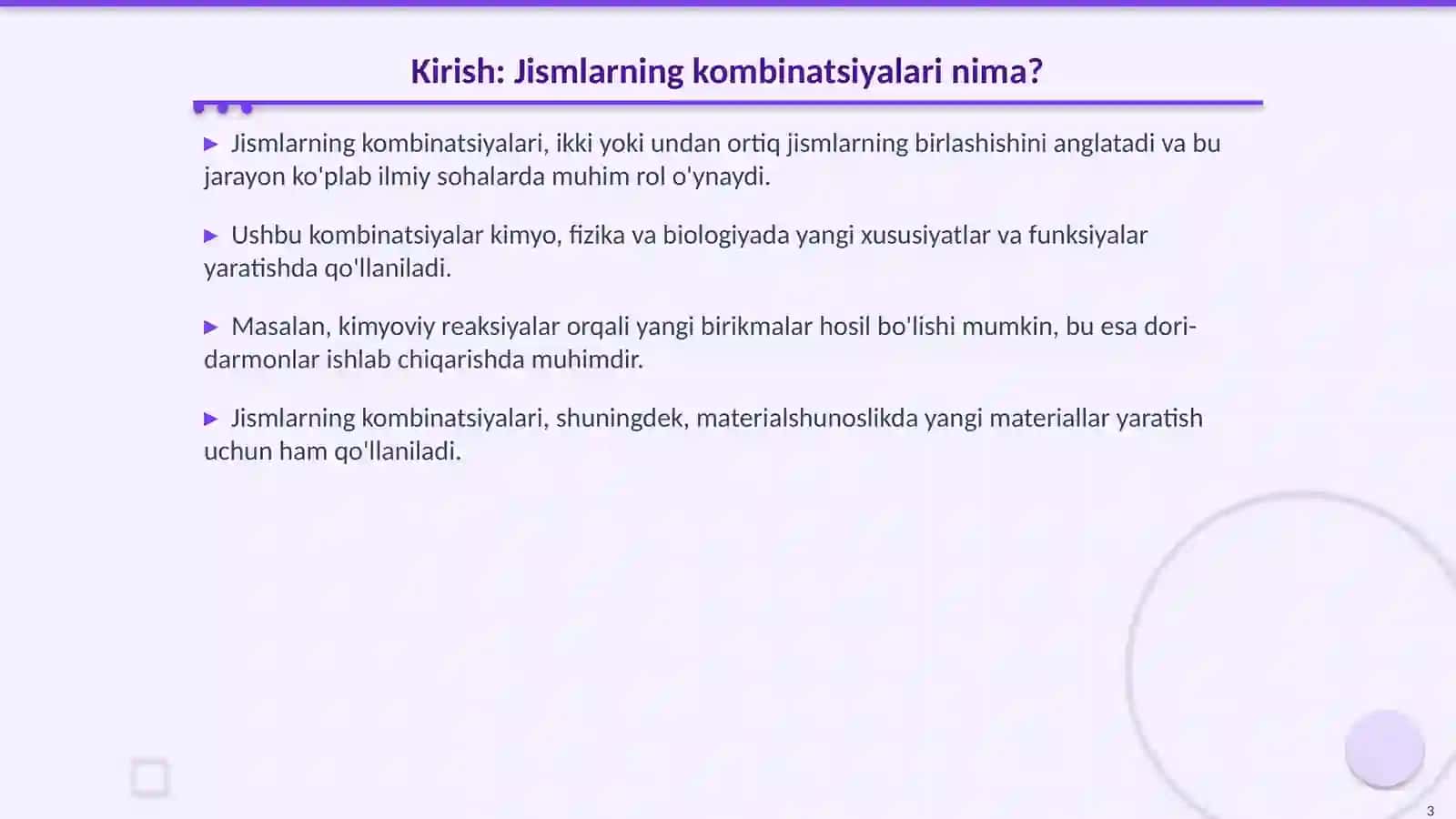 Jismlarning kombinatsiyalari 3