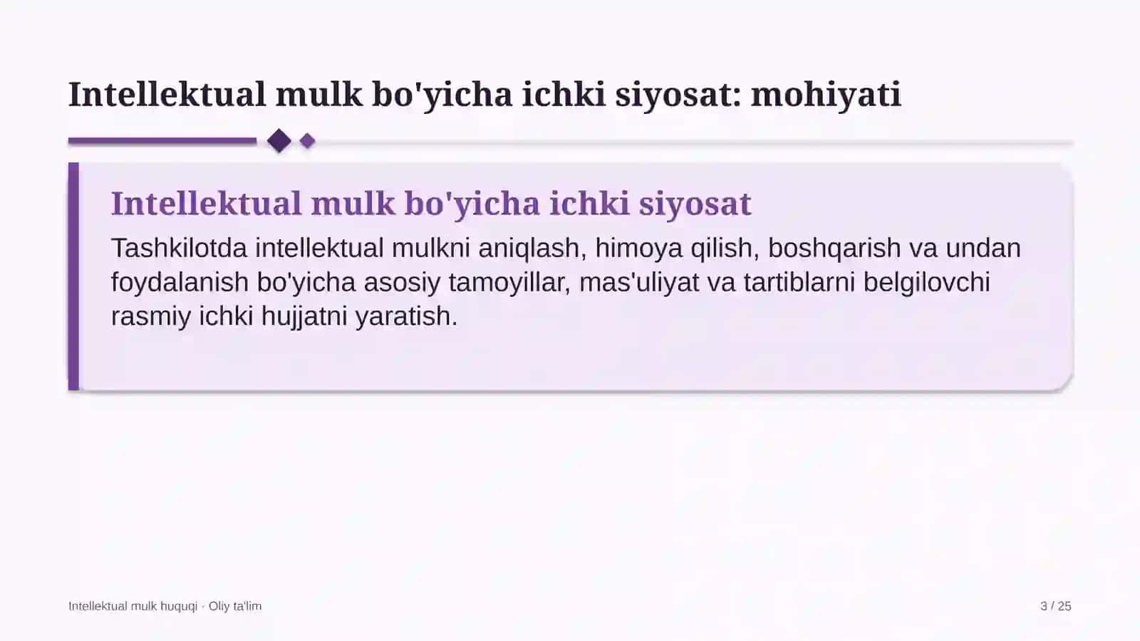 yangiliklar saytlarida intellektual mulk bo'yicha ichki siyosatni ishlab chiqish 8662 3